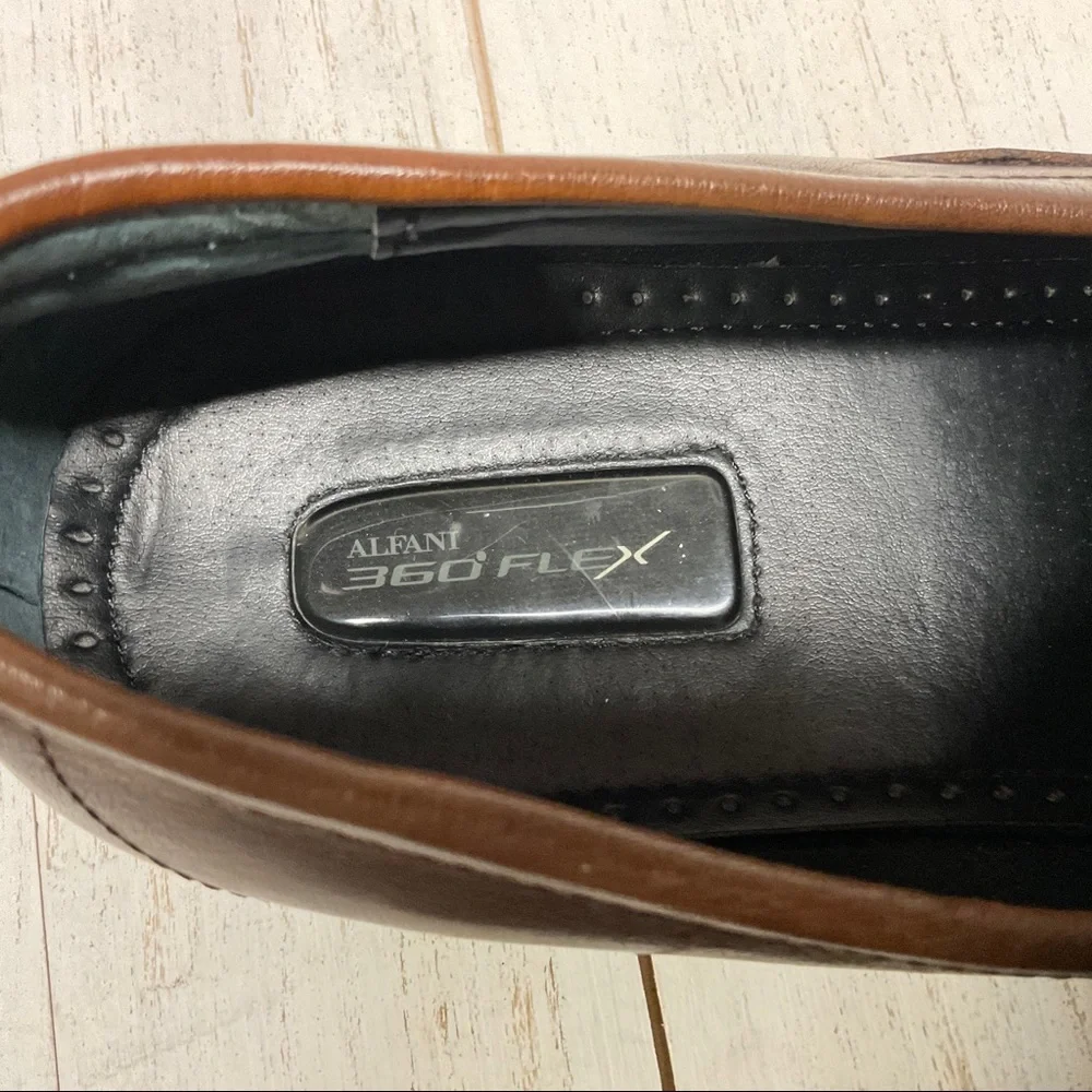 ALFANI‎ 360 Flex Mens Cedric Brown Leather Loafers Size 9M
